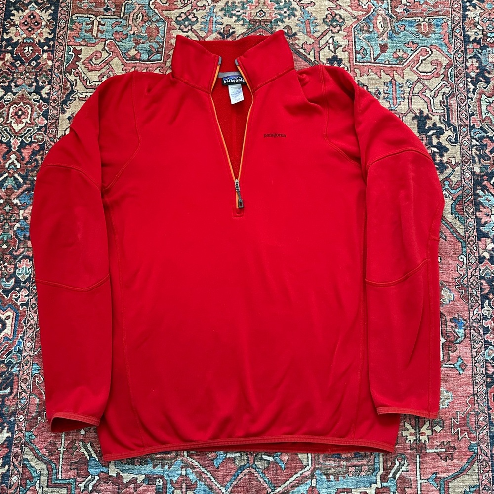 Patagonia Piton Red Quarter-Zip Fleece Pullover Midlayer Mens Size L